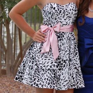 Black and White Animal Print Cocktail Dress